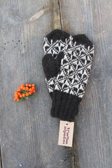 Raštuotos moteriškos alpakų vilnos pirštinės