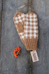 Raštuotos moteriškos alpakų vilnos pirštinės